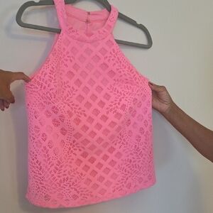 Lilly Pulitzer Bright Pink Sleeveless Lace Tank